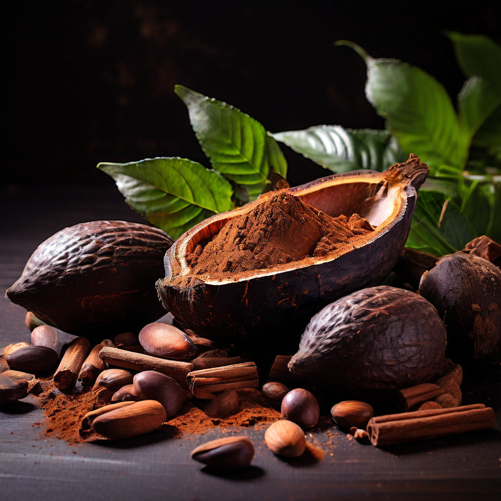 Une image générée par l'IA sur la combinaison entre le lotus bleu et le cacao lors d'une cérémonie du cacao